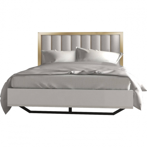 Fiocco King Bed in Gloss White Lacquer & Gold